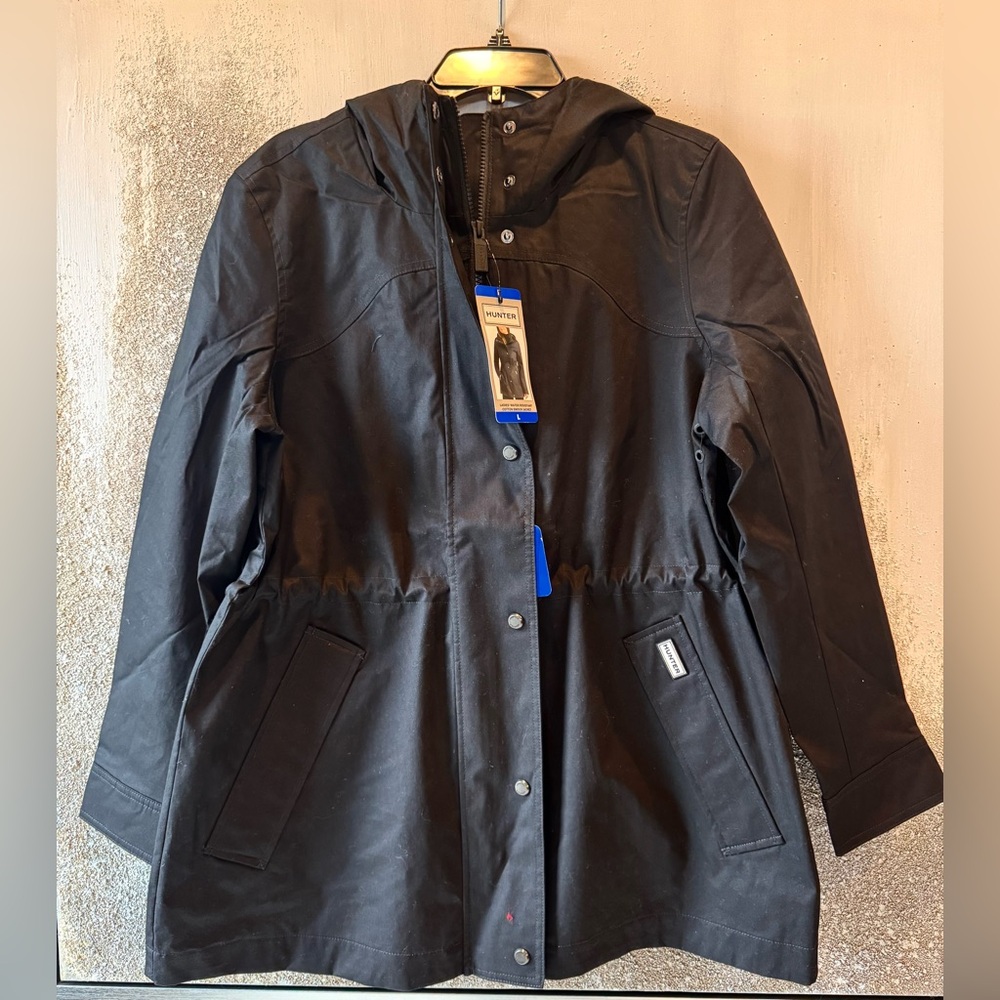 Hunter Black Hooded Trench with Drawstring Waist